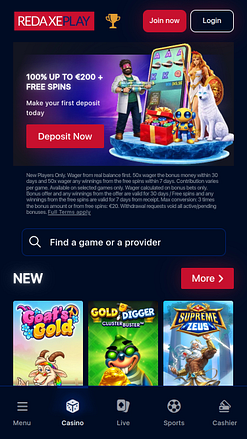 RedAxePlay Casino Mobile Homepage