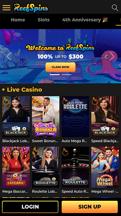 ReefSpins Casino Mobile Live Dealer