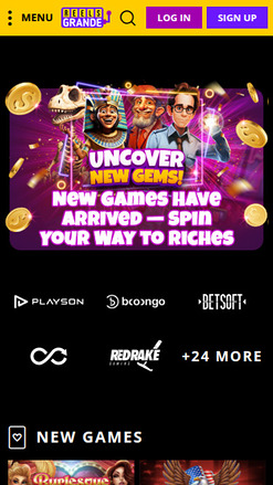 Reels Grande Casino Homepage Mobile