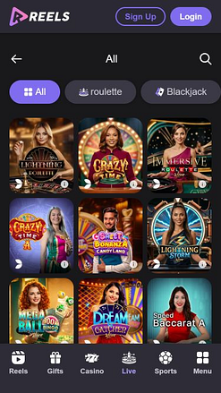 Мобильное казино Reels.io с живыми дилерами