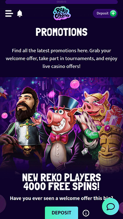 Promotions mobiles du casino Reko