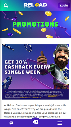 Promoções do Reload Casino Mobile