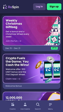 Promotions mobiles du casino ReSpin