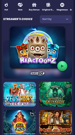 Choix des streamers du casino mobile ReSpin