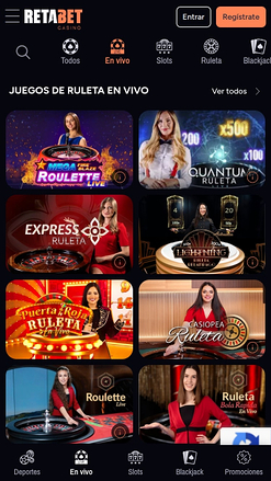 Croupier dal vivo mobile RetaBet