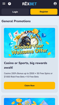 Мобильные акции казино Rexbet