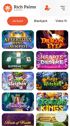 Jackpot mobile du casino Rich Palms