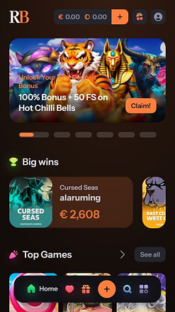 Page d'accueil mobile du casino RichBet