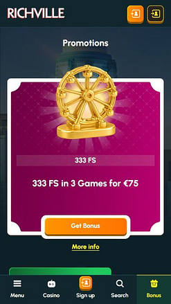 Promoções para dispositivos móveis do Cassino Richville