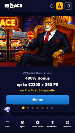 Rioace Casino Mobile Homepage
