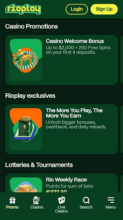 Promotions mobiles du casino Rioplay