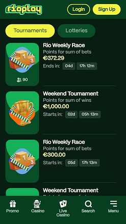 Tournois mobiles du casino Rioplay