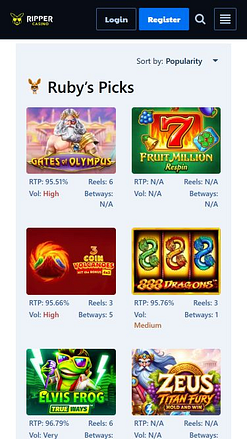 Ripper Casino Mobile Games