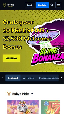 Ripper Casino Mobile Homepage