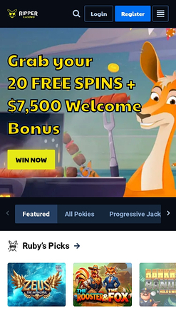 Ripper Casino Mobile Homepage