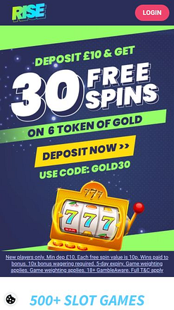 Rise Casino Mobile Homepage