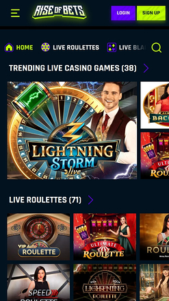 Rise of Bets Casino Mobile Live Dealer