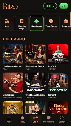 Ritzo Casino Mobile Croupier en direct