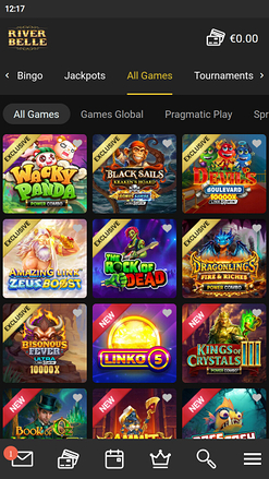 Jeux mobiles du casino Riverbelle