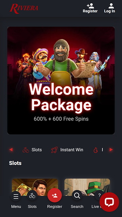 Riviera Casino Mobile Homepage