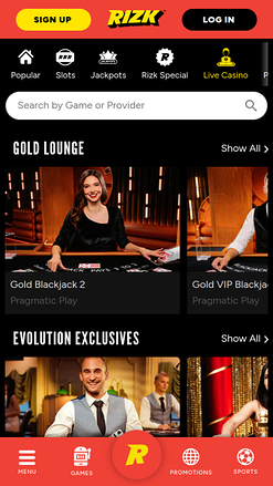 Croupier en direct mobile Rizk Casino