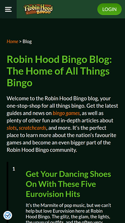 Blog mobile du casino Robin Hood Bingo