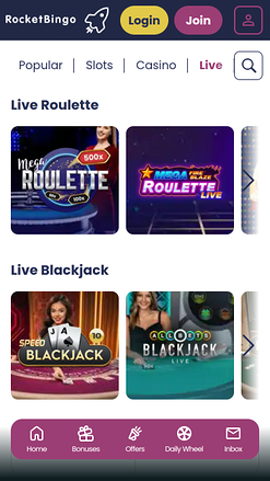 Rocket Bingo Casino Mobile Croupier en direct