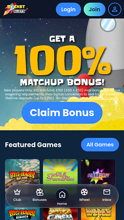 Мобильная версия казино Rocket Slots