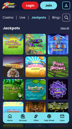 Jackpot mobile du casino Rocket Slots