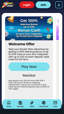 Promotions mobiles du casino Rocket Slots