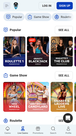 Rocketspin Casino Mobile Live Dealer
