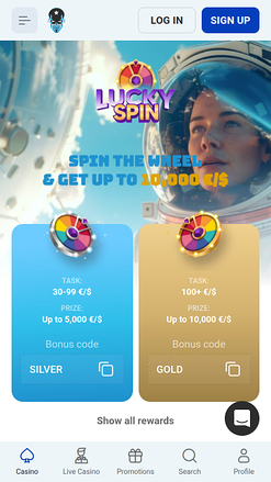 Rocketspin Casino Mobile Lucky Spin