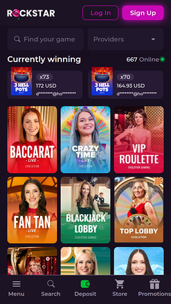 Rockstar Casino Mobile Live dealer