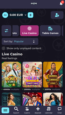 Casino mobile RockstarWin avec croupier en direct