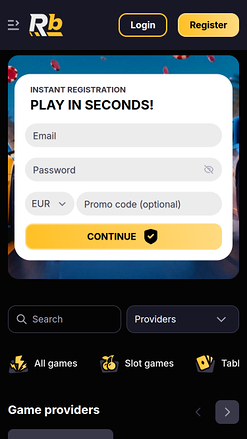 Roibets Casino Mobile Homepage