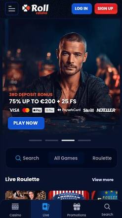 RollCasino Croupier dal vivo Mobile