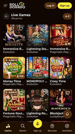 Мобильное казино Roll Dorado с живыми дилерами