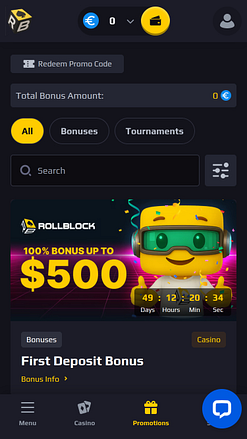 Акции мобильного казино RollBlock