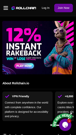 Page d'accueil du casino RollChain