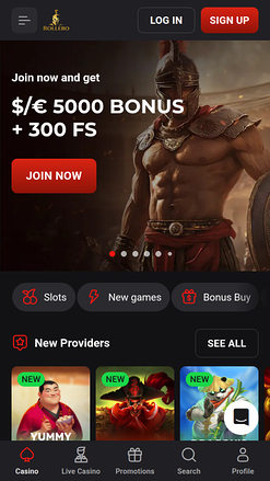 Rollero Casino Mobile Homepage