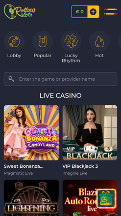 Мобильное казино RollingSlots с живыми дилерами