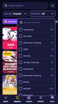 Développeurs de jeux mobiles Roobet Casino