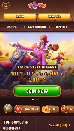 Roostino Casino Homepage