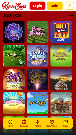 Jackpot mobile du casino Rose Slots