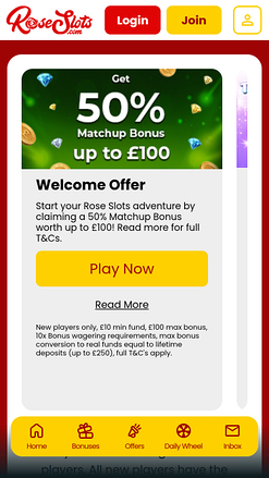 Promotions mobiles du casino Rose Slots