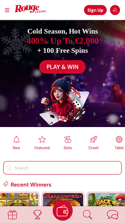 Page d'accueil mobile de Rouge Casino