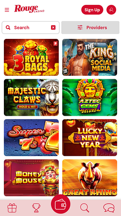 Jackpot mobile du casino Rouge