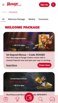 Promotions mobiles de Rouge Casino