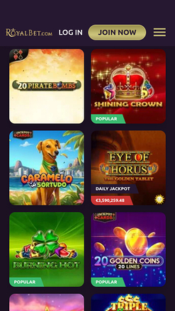 Jackpot mobile du casino Royal Bet