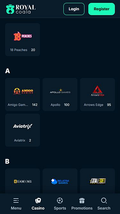 Desarrolladores de juegos móviles del Royal Coala Casino